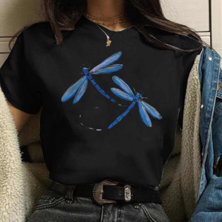 T-shirt avec deux libéllules bleues