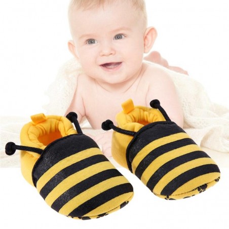 Chaussons pour nouveau-né motif d'abeille jaune