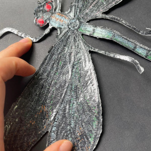 Vue arrière Grand patch libéllule verte à Paillettes thermocollant - 26.2cm x 18.5cm