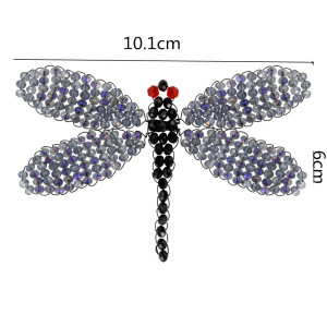 Patch Libellula Nera da Cucire | Fatto a Mano con Paillettes