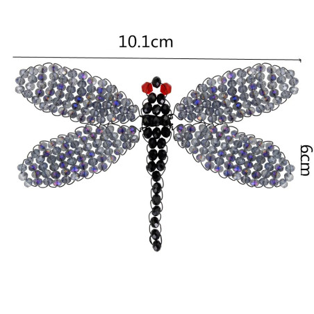 Patch Libellula Nera da Cucire | Fatto a Mano con Paillettes