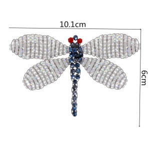 Dimension Patch à coudre libéllule en sequins blanc-bleu foncé tissé à la main