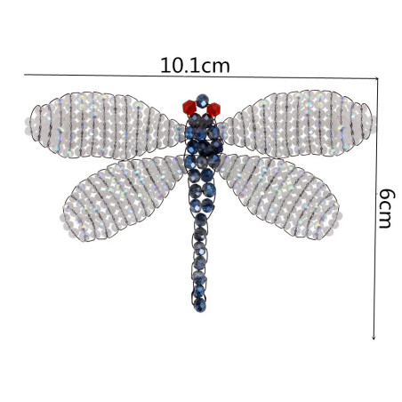 Dimension Patch à coudre libéllule en sequins blanc-bleu foncé tissé à la main