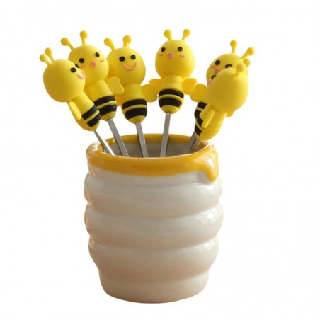 Mini fourchette pour apéro ou à fruits de mers en forme d'abeille