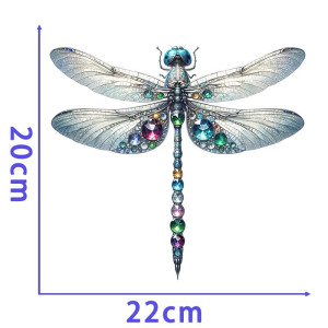 Dimensions Patch libéllule en pierres précieuses multicolores - Thermocollant - 22cm x 20cm