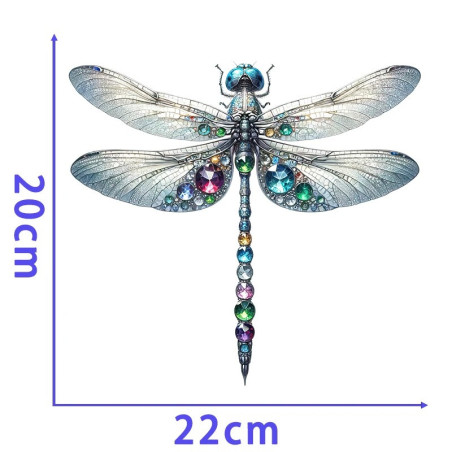 Dimensions Patch libéllule en pierres précieuses multicolores - Thermocollant - 22cm x 20cm