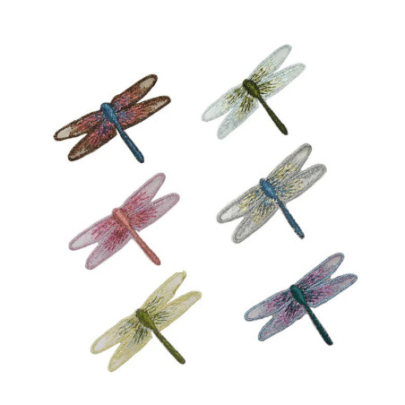 Patches  libéllule à coudre - 5.3cm x 3.2cm - 6 couleurs