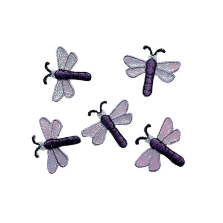 Mini patch libéllule - Thermocollant - 3.1cm x 2.7cm - Lot de 5 pièces Couleur Violet