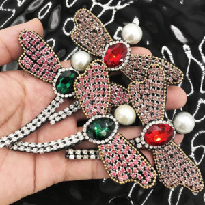 Portée Patches libéllule à coudre avec perle et strass - 2 couleurs au choix