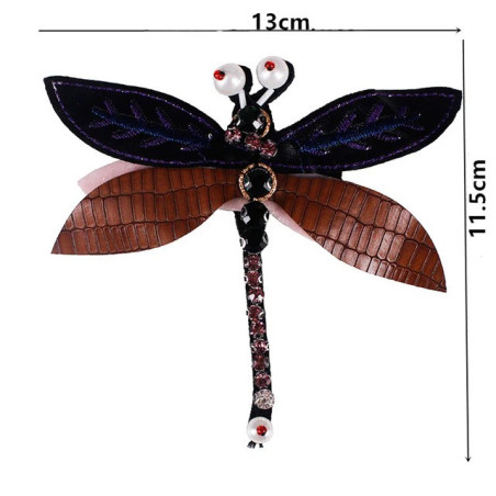 Dimensions Patch à coudre libellule en strass violet-marron - 13cm x 11.5cm