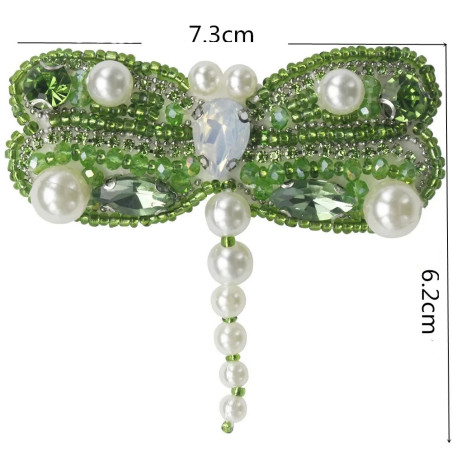 Dimensions Patch à coudre libellule en strass vert clair - 7.3cm x 6.2cm