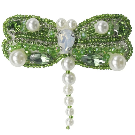 Patch à coudre libellule en strass vert clair - 7.3cm x 6.2cm