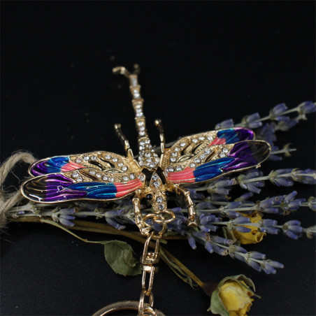 Avant Porte-clés Libéllule Multicolore avec Strass