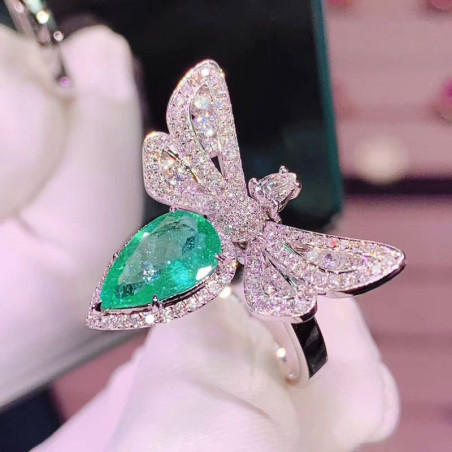 Détails Bague Libéllule en Argent Sterling 925 avec Strass étincelants