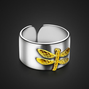 Bague Libéllule Dorée en Argent Sterling 925