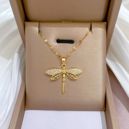 Vue générale Collier Libellule Éclat Doré