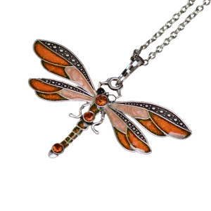 Collier Pendentif Libellule Aurore Flamboyante couleur Orange