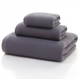 Ensemble de serviettes fines en coton nid d'abeille - Lot de 3 pièces - gris