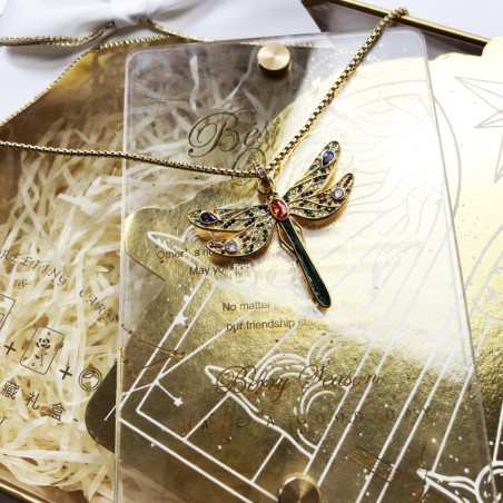 Vue générale Collier Pendentif Libellule Jardin Enchanté en Argent Sterling 925