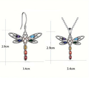 Dimensions Ensemble collier et boucles d'oreilles libéllule