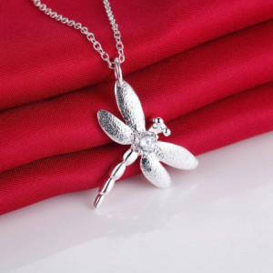 Vue générale de l'Ensemble collier et boucles d'oreilles libéllule en Argent Sterling 925