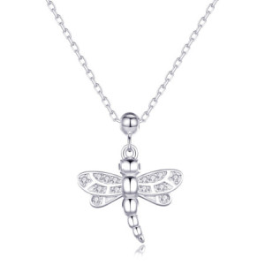 Collier Pendentif Libellule Éclat Solitaire couleur Argent