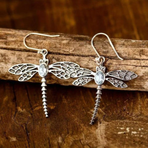 Vue générale Boucles d'Oreilles Libellule Éclat de Cristal