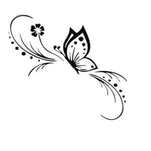Sticker papillon en vinyle "Fleur de papillon Stylée" couleur noir