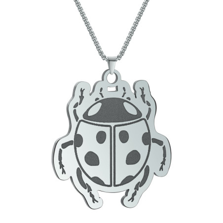 Collier Coccinelle en Acier Inoxydable couleur Argent