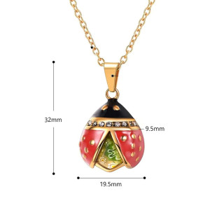 Dimensions Collier Pendentif Coccinelle chaîne plaquée Or 18 Carats