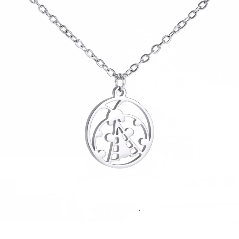 Collier Pendentif Coccinelle Desing Minimaliste Couleur Argent