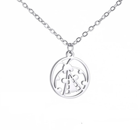 Collier Pendentif Coccinelle Desing Minimaliste Couleur Argent