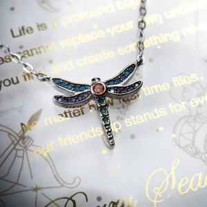 Magnifique Collier Pendentif Libellule Voie Lactée en Argent Sterling 925
