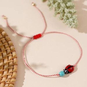Vue détaillée Bracelet Coccinelle Ruban Rouge