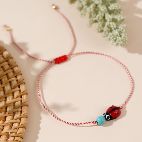 Vue détaillée Bracelet Coccinelle Ruban Rouge