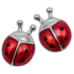 Boucles d'Oreilles Coccinelle en Argent Sterling 925 Véritable
