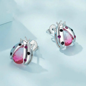 Vue générale Boucles d'oreilles Coccinelle 'Princesse Rosée'