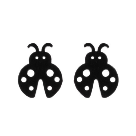 Boucles d'Oreilles Coccinelle Couleur Noir