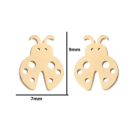 Dimensions Boucles d'Oreilles Coccinelle Couleur Or