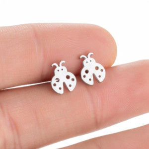 Boucles d'Oreilles Coccinelle Couleur Argent