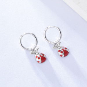 Boucles d'Oreilles Coccinelle Éclat du Jardin couleur Argent