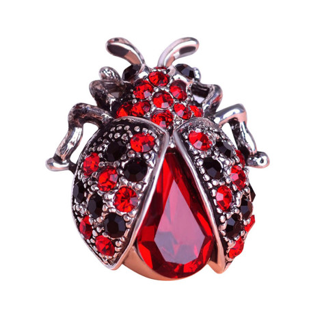 Broche Coccinelle en Strass "Rubis de Minuit"