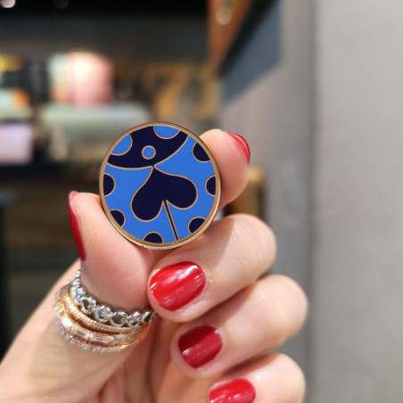 Vue détaillée Broche Coccinelle Design Bleue