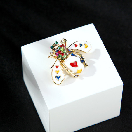 Broche Coccinelle Mosaïque Style Trencadís Couleur Blanc