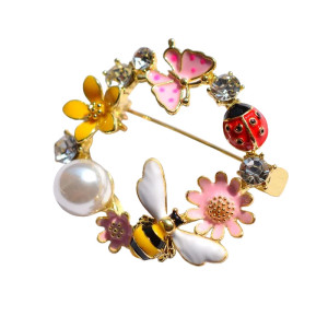 Spilla Coccinella, Farfalla e Ape su Fiori | 1001Abeilles