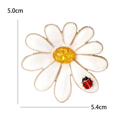 Dimensions de la Broche Coccinelle et Grande Margueritte Rubis des Bois