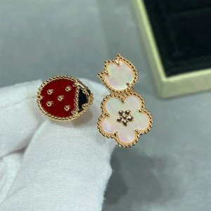 Vue Portée Bague Coccinelle Fleur de Princesse en Argent Sterling 925