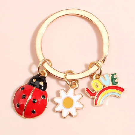 Vue générale Porte-clés Coccinelle "Arc-en-Ciel de Bonheur"