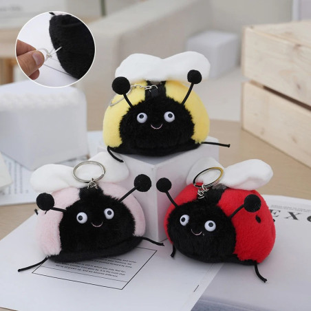 Porte-clés Coccinelle Souriante Grande Peluche - 3 couleurs