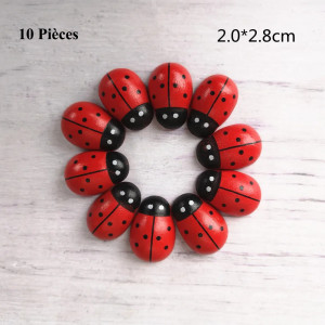 Décoration Figurine Coccinelles Rouges - 20mm x 28mm - Lot de 10 pièces